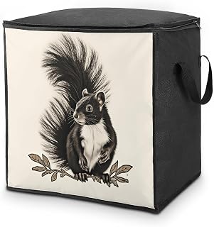 Comforter Storage Bag Large Capacity Zipper Clothes Storage Bag 70L | Skunk Clothes Storage Bin with Handle Foldable Storage Box Container for Bedding Closet Blanket