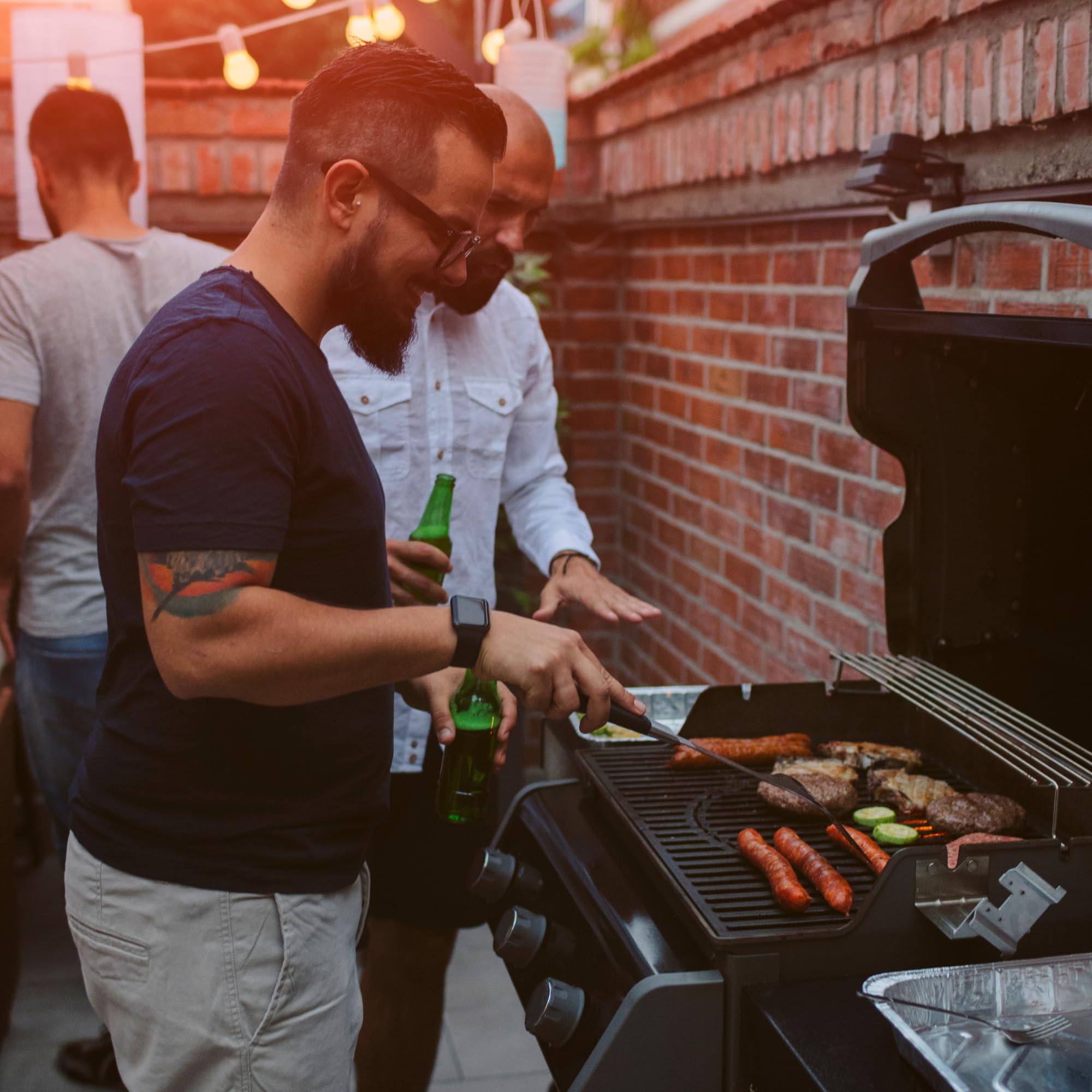 Winkee - Grillmachete de alta calidad I Hoja de acero inoxidable con mango de madera I Grill Machete I Grill Machete I Cubiertos de barbacoa con abrebotellas, espátula para barbacoa I Accesorios de