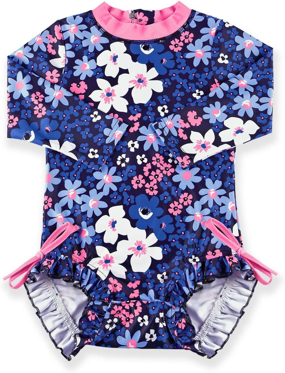 BesserBay Baby Girl Swimsuit UPF 50+ Long Sleeve Zipper Snaps Bottom One Piece Rash Guard 0-36 Months