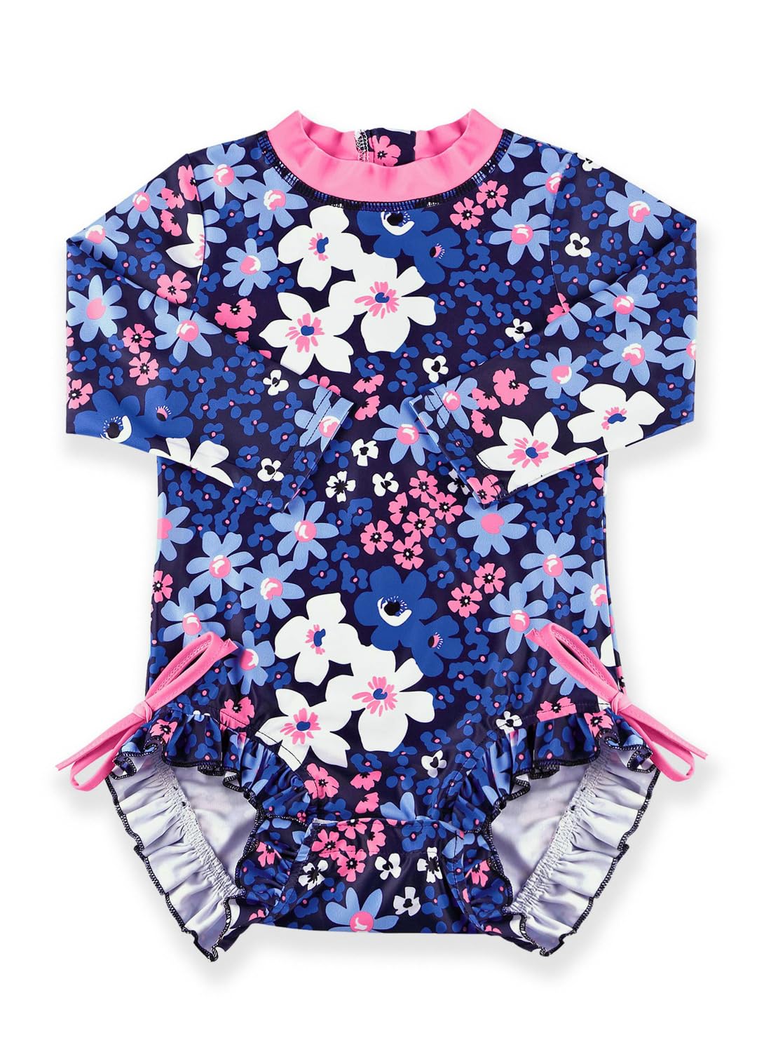 BesserBay Baby Girl Swimsuit UPF 50+ Long Sleeve Zipper Snaps Bottom One Piece Rash Guard 0-36 Months