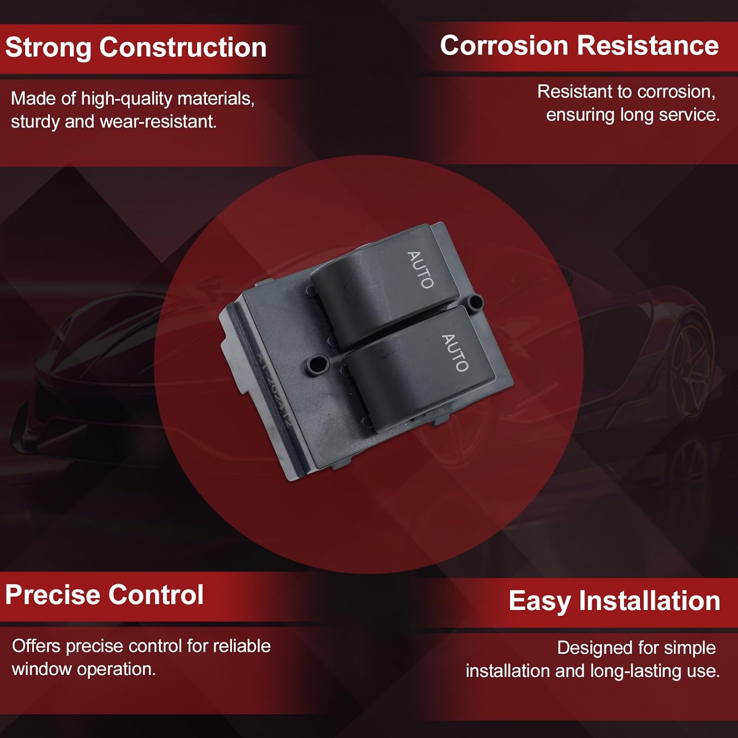 Power Window Switch Front Driver Side Compatible with Ford Mustang 2010 2011 2012 2013 2014 Replaces 1S14144 AR3Z14529CA WST824 DWS724 SW11120