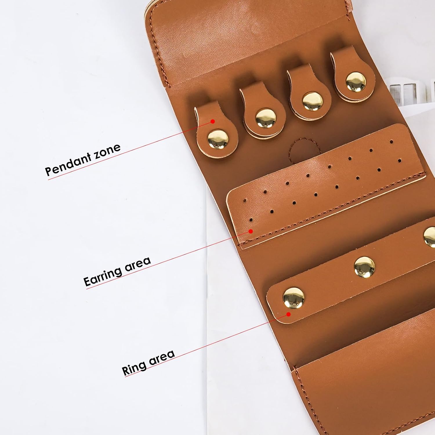 Multifunctional Jewelry Organizer Bag, Women Travel Jewelry Organizer, Foldable Jewelry Storage Case for Necklaces, Earrings, Rings, Bracelets (Brown)