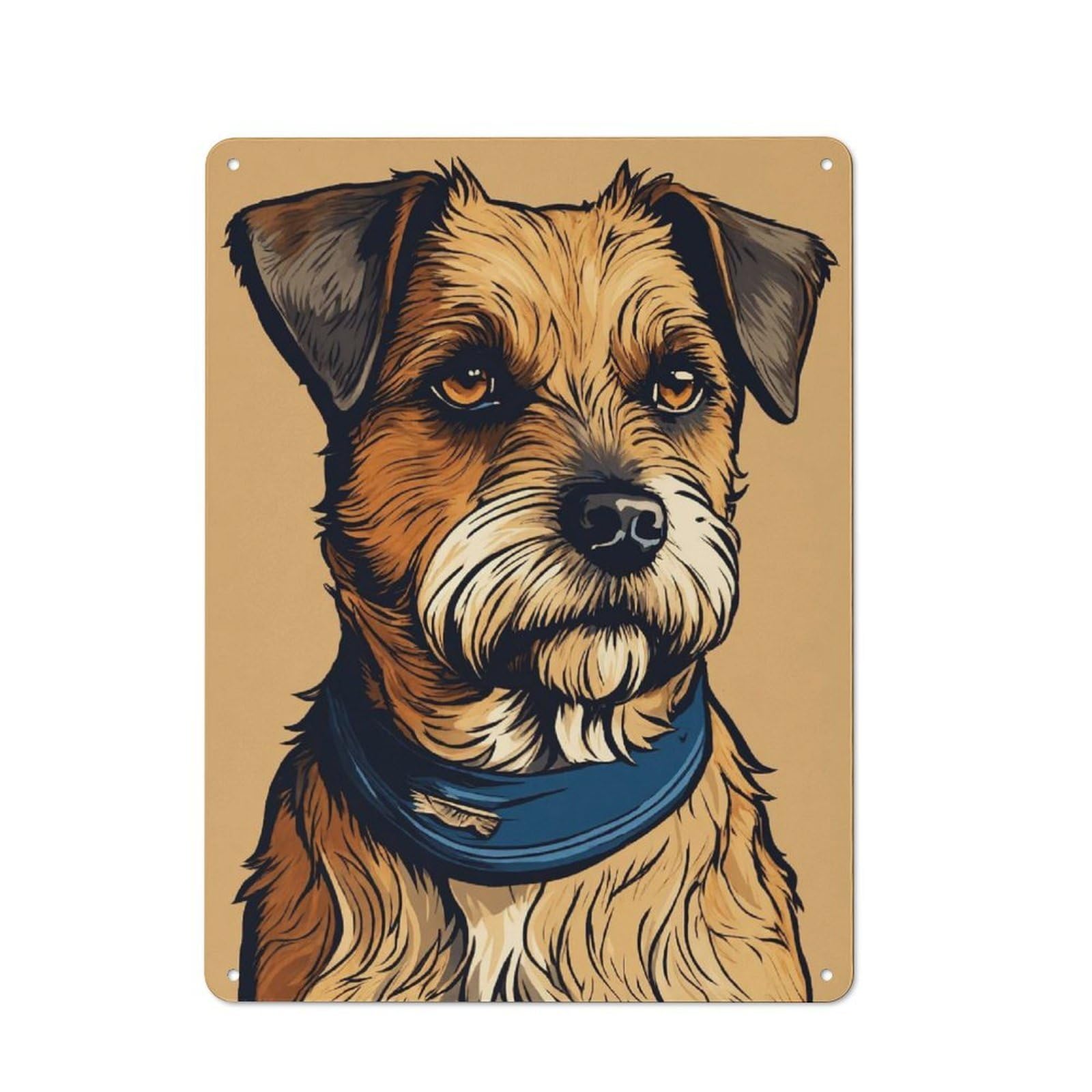 Junmoney Dog Portrait With Blue Bandana Retro Tin Sign 40X30cm For Garden Room Or Summerhouse, A Housewarming Gift For Garden Room Decor Fans