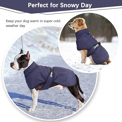 Miniatura 7 de ROZKITCH Abrigo extra cálido para perro, chaqueta reflectante ajustable para perro, abrigo de invierno con hebilla, forro polar de cuello alto, para