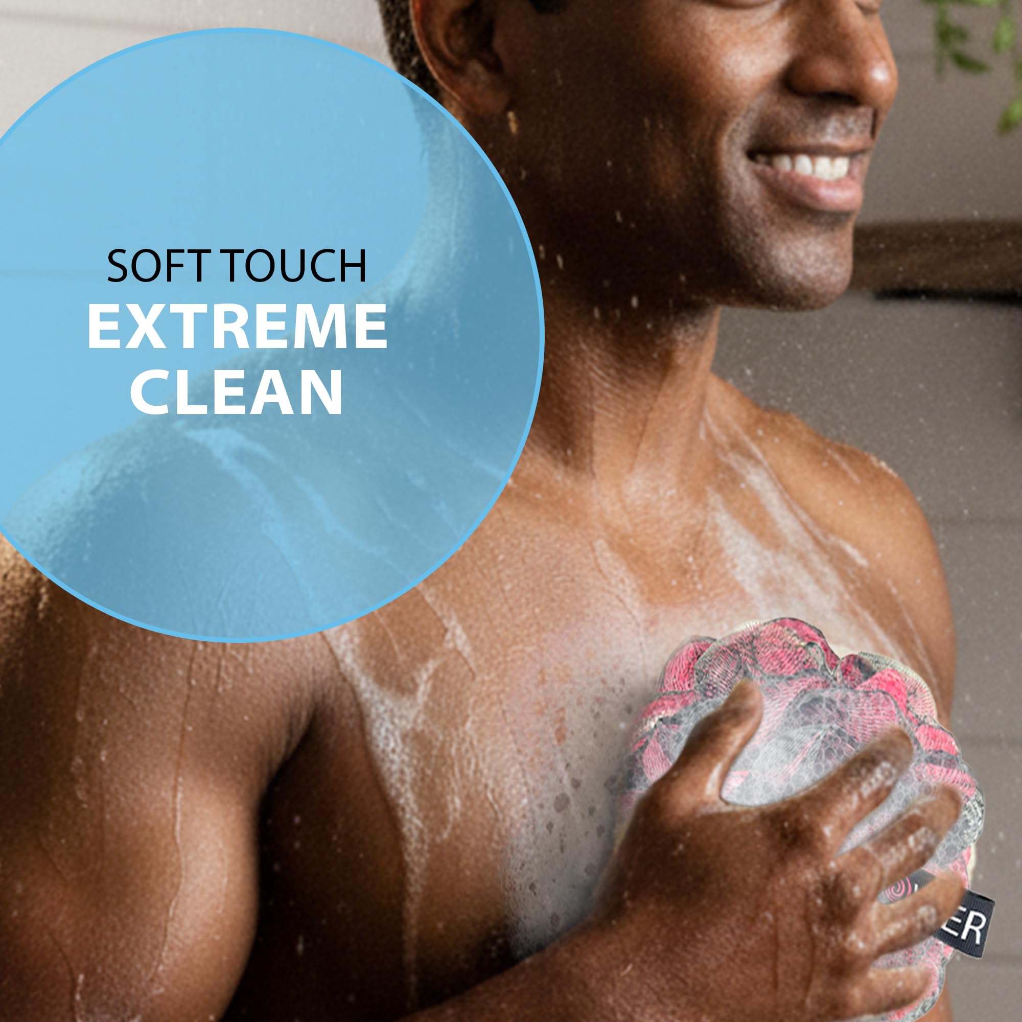 Juego de esponjas Loufa de carbón de bambú extra grandes, exfoliante corporal para cara y cuerpo | Luffa Loufa Loofa - Juego de esponja exfoliante corporal para mujeres y hombres, esponja de lufa para ducha facial y corporal