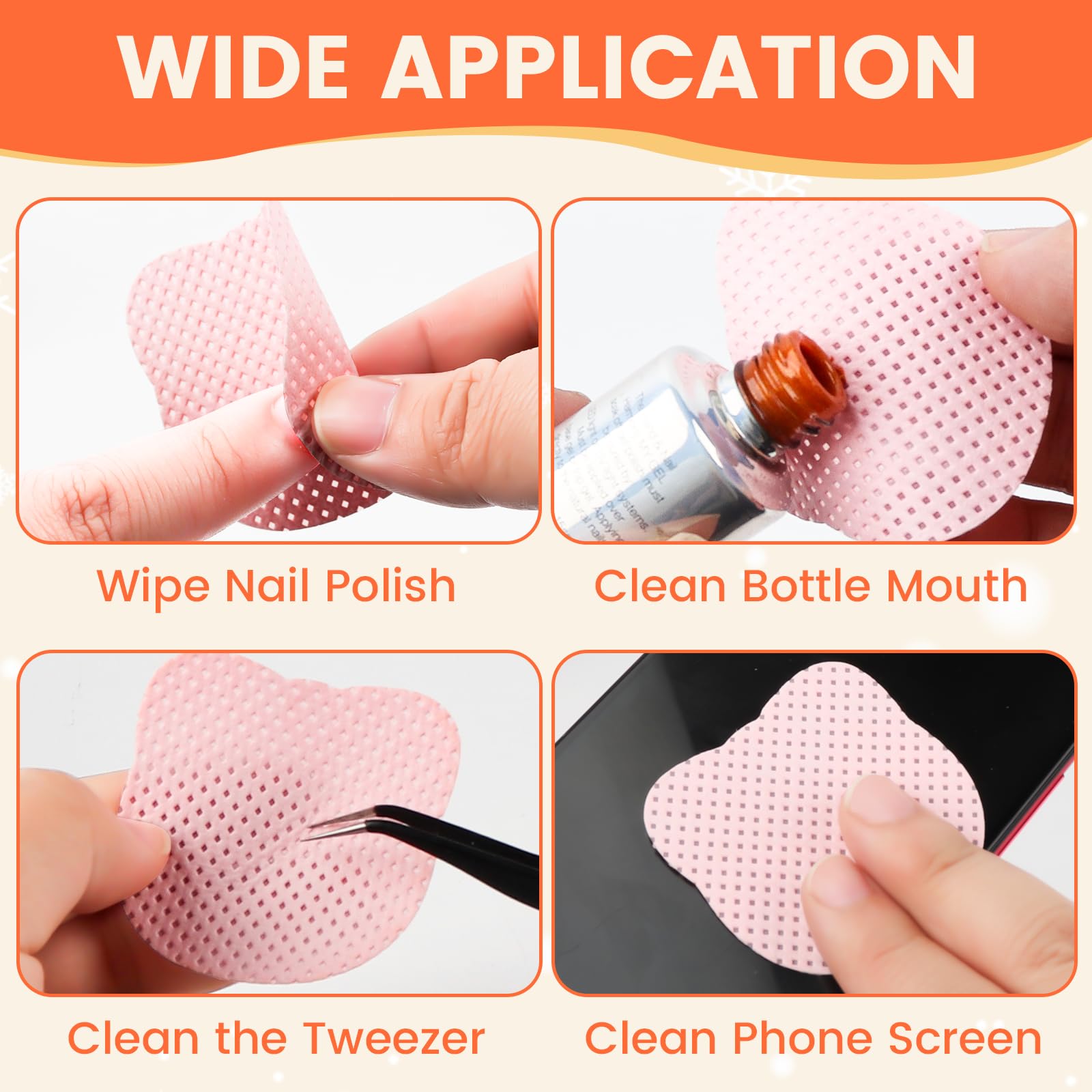 1080 toallitas para uñas sin pelusa con 2 dispensadores, toallitas removedoras de esmalte de uñas con dispensador de acetona, extensiones de pestañas, limpiador de pegamento, dispensador de