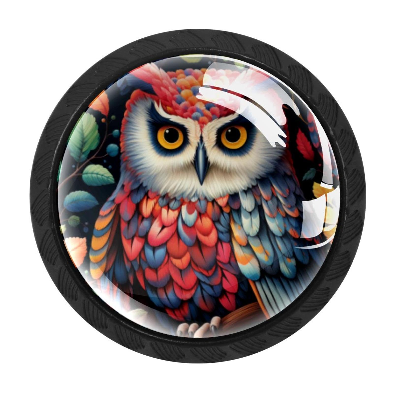 CHENZZZZ 4 Pieces Round Cabinet Knobs Rustic Dresser Knobs, Drawer Cupboard Wardrobe Cabinet Pulls Handles Hardware for Home Kitchen Furniture, Owl