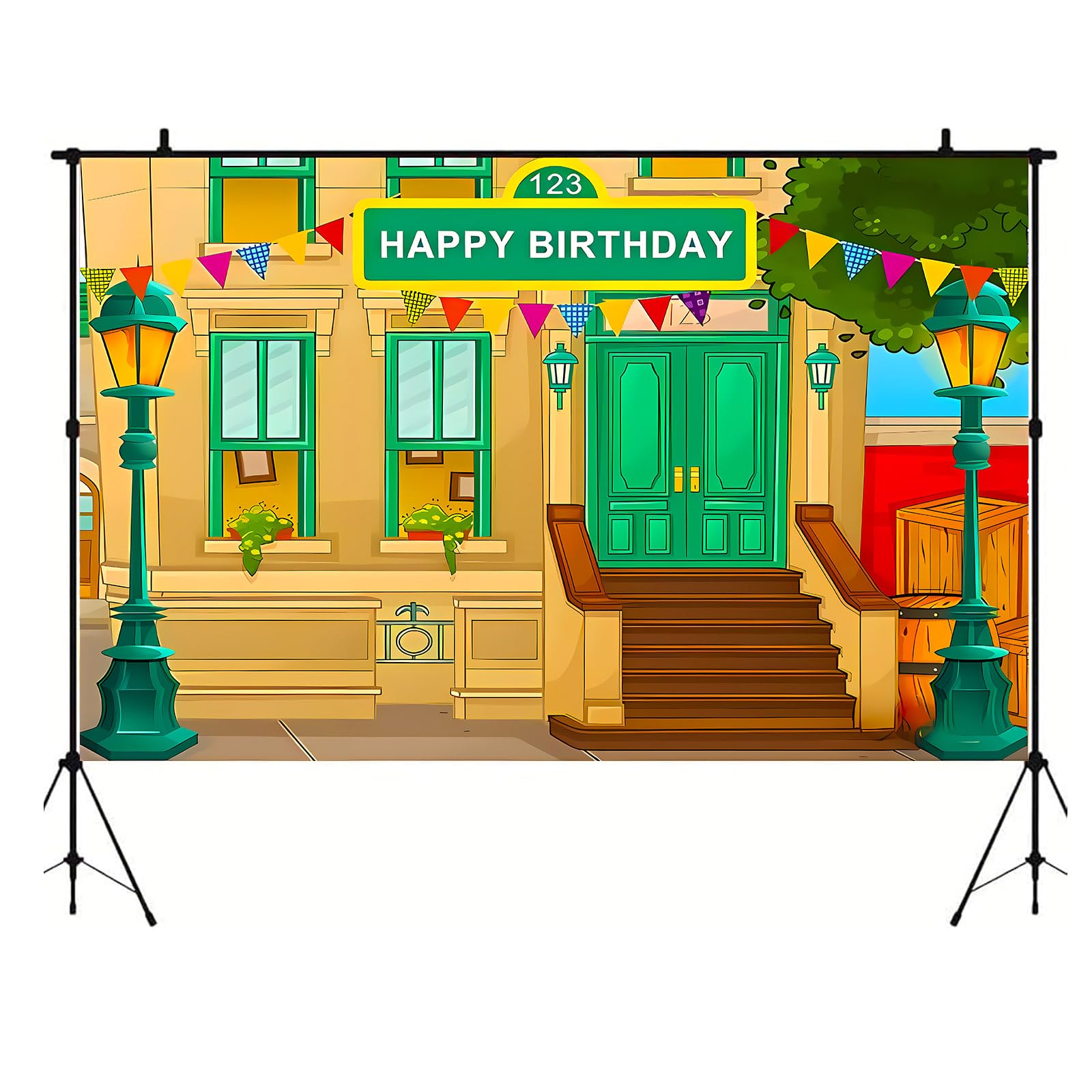 Photography Background Crayon Stationery 1st Birthday Backdrop Street House Baby Shower Decoration Banner Vinyl 5x3 ft
