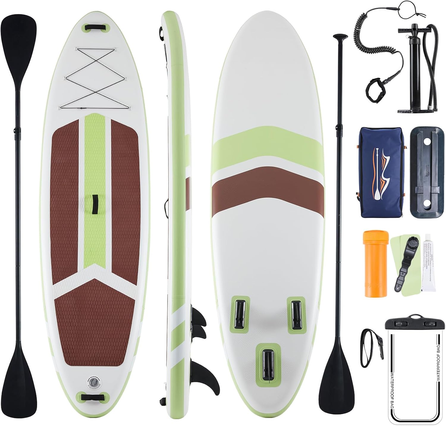 10.5' Inflatable Stand Up Paddle Board with Premium SUP Paddle Board Accessories, 2-in-1 Paddle with Wide Stable Design for All Skill Levels, Non-Slip Comfort Deck for Youth & Adult