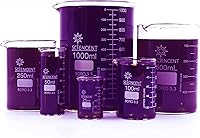 SCIENCENT Borosilicate Glass Beaker Set of 6 - Thick Wall, Graduated 25ml-1000ml, Heat & Chemical Resistant Lab Beakers