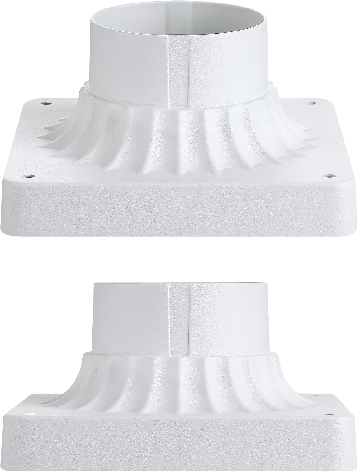 Outdoor Post Light Mounting Base 2 Pack,Cast Aluminum Pier Mount Base Adapter for Deck Porch Garden in Matter White Finish 5.6" W*5.6" L