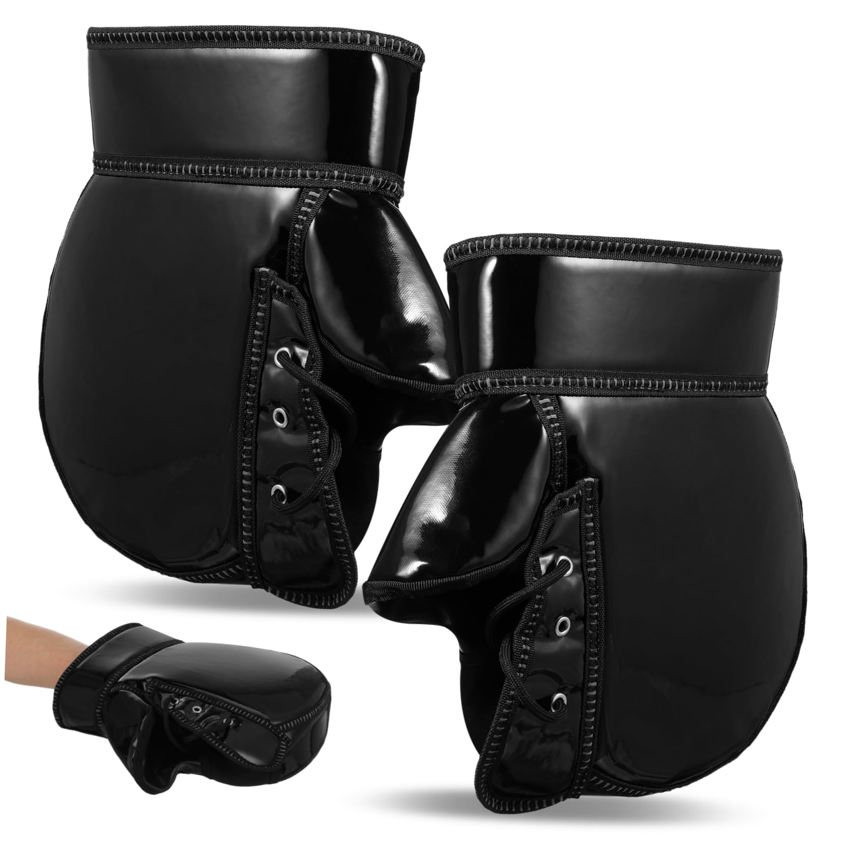 Guanti Manubrio Moto Invernali 1 Paio Nero Antivento | Pu e Fibra Sintetica, Costruzione Weatherproof Strisce Riflettenti, per Uscite in Inverno
