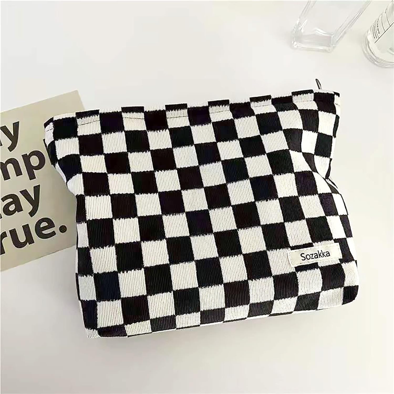 KEYRI Make up Bag Toiletry Bag Portable Travel Makeup Pouch Mini Cosmetic Bag Plaid Corduroy Zipper Pouch Cosmetic Organizer for Women and Girls Small Make up Bag (Black) 4 71uhWY1wP6L. AC SL1500