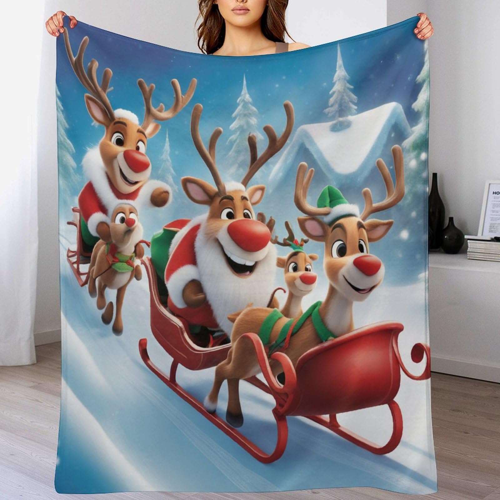 Couverture polaire élan 150x200 pour des soirées cocooning chaleureuses sur le sofa