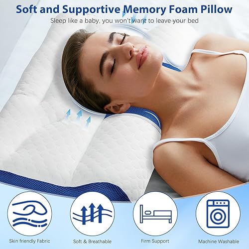 Miniatura 7 de Almohada ergonómica, almohada cervical para aliviar la tensión del cuello, almohada cervical para dormir, almohada cervical de apoyo cervical para
