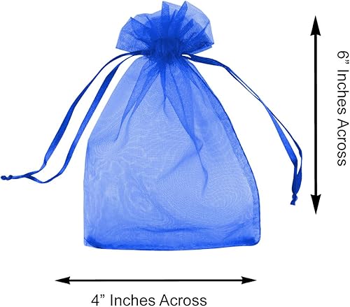 Miniatura 8 de Paquete de 100 mini bolsas transparentes de organza transparentes con cordón de 4 x 6 pulgadas, bolsas de joyería para bodas, decoraciones de