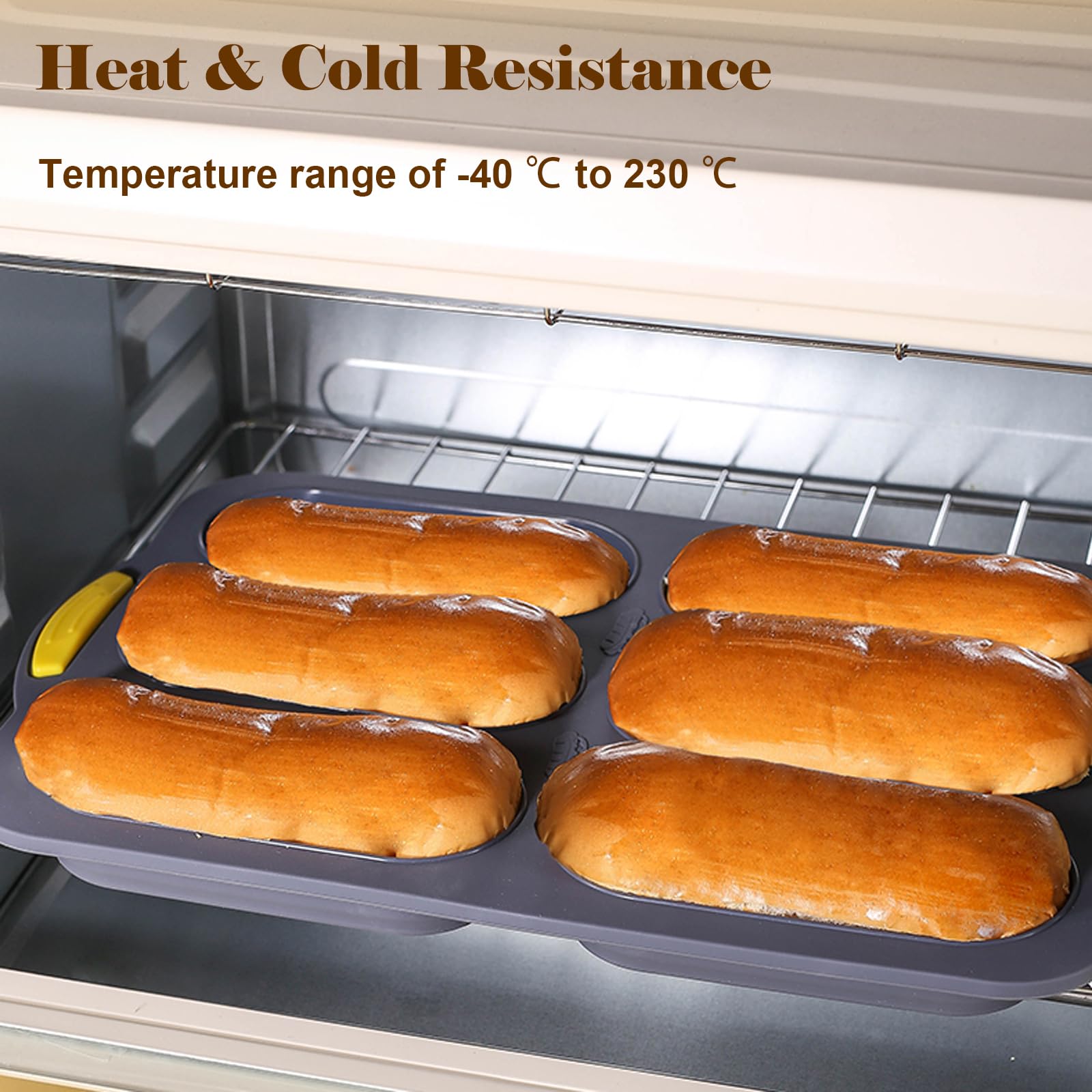 Silikon Haferpfanne mit 6 Vertiefungen, Antihaft- und hitzebeständige Brotbackform, Brotbackform für selbstgebackenes Brot, Silikonbackform für Hot Dog Brötchen