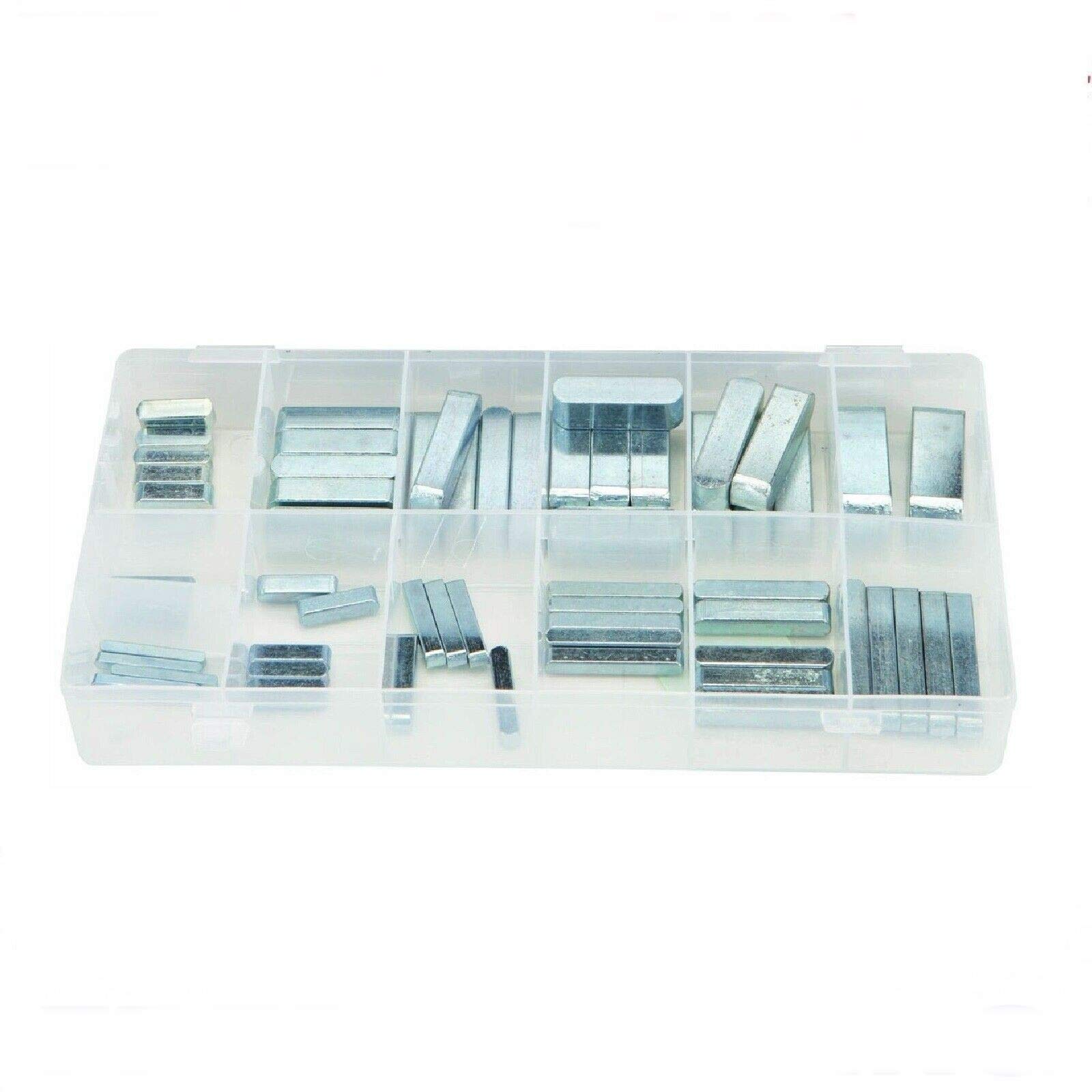 Pulley Keyway Key - Square Key Stock 60pc - Keyway Stock, Keyway Tension, Keyway Blank - Keyway Plastic Box - Flywheel Keys - Pump Shaft Key - 1/4 Key Stock - 3/16 key stock
