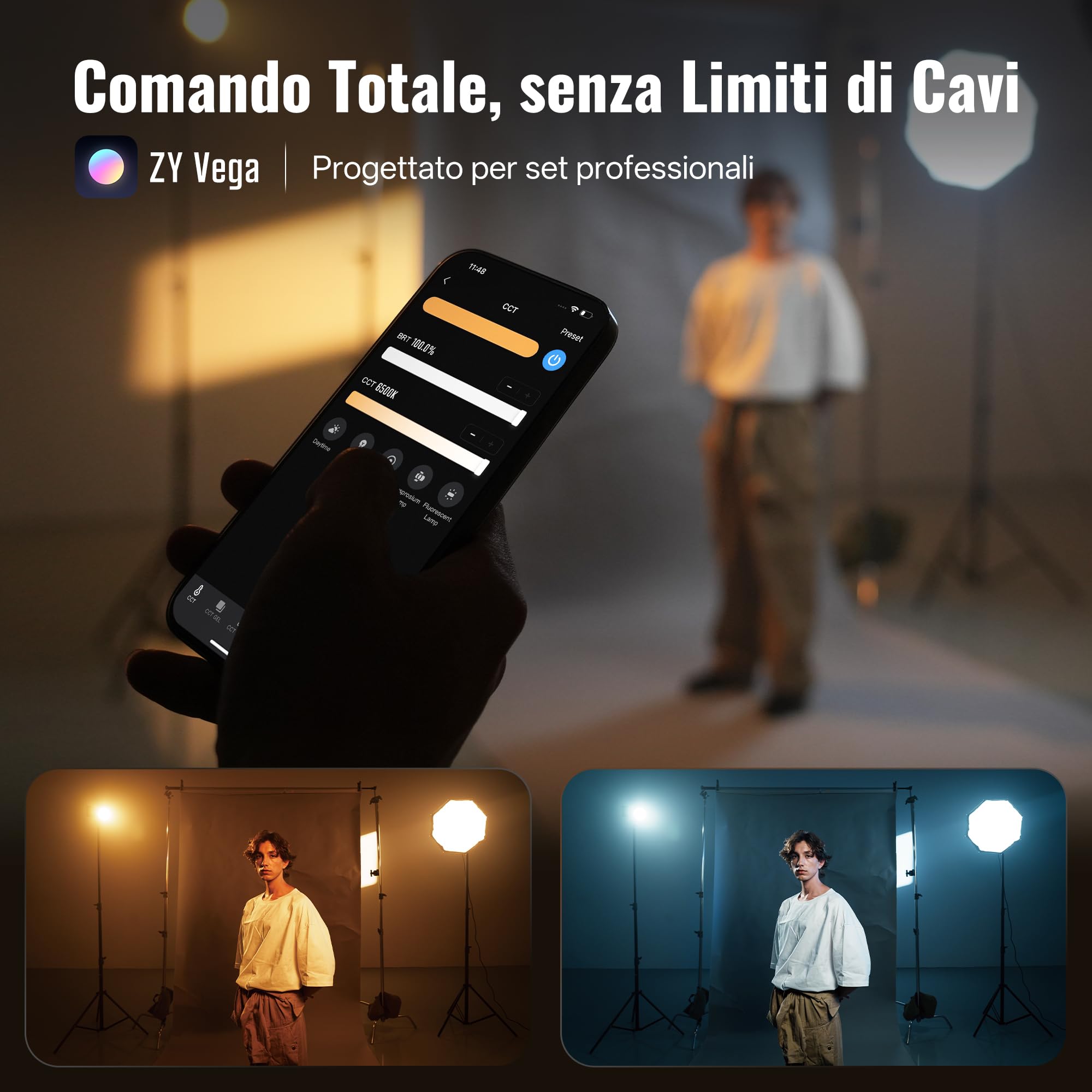 ZHIYUN MOLUS X200 Bi-Color Standard 200W Luce Video [Ufficiale] Illuminazione Portatile Continua Illuminazione Fotografica Professionale, con APP Control, Bowens Mount, 2700K~6500K/CRI≥95/TLCI≥97,800g