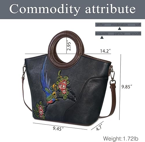 Miniatura 2 de Bolso bandolera de cuero genuino para mujer, bolso hecho a mano, bolso vintage de cuero en relieve, bolso de mano