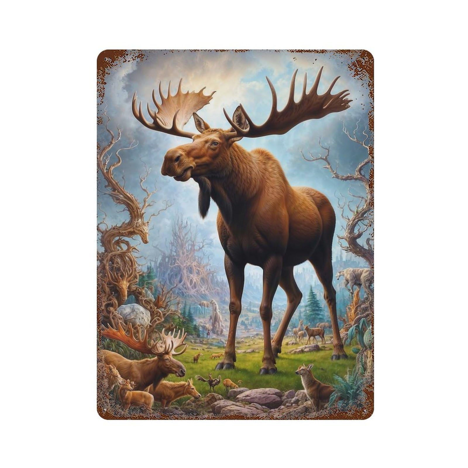 Magical Moose Safari Retro Metal Sign 15.7"x11.8", Ideal for Shed, Workshop And Garage Wall Decor