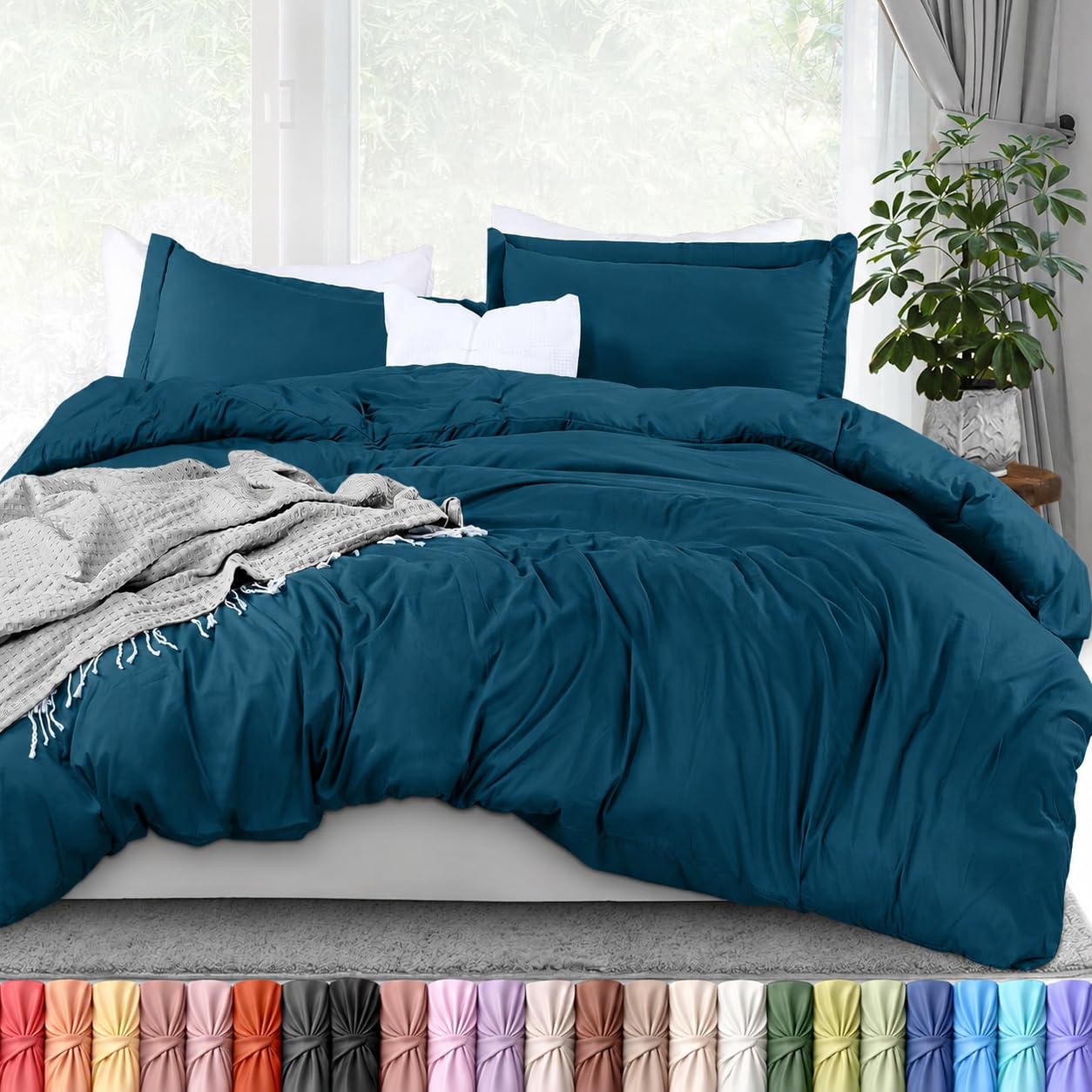 Utopia Bedding Duvet Cover King Size - 3 Piece with Zipper Closure - 1 Comforter Cover 104X90 Inches & 2 Pillow Shams 20X36 Inches (Blue Heaven) Comforter Not Included