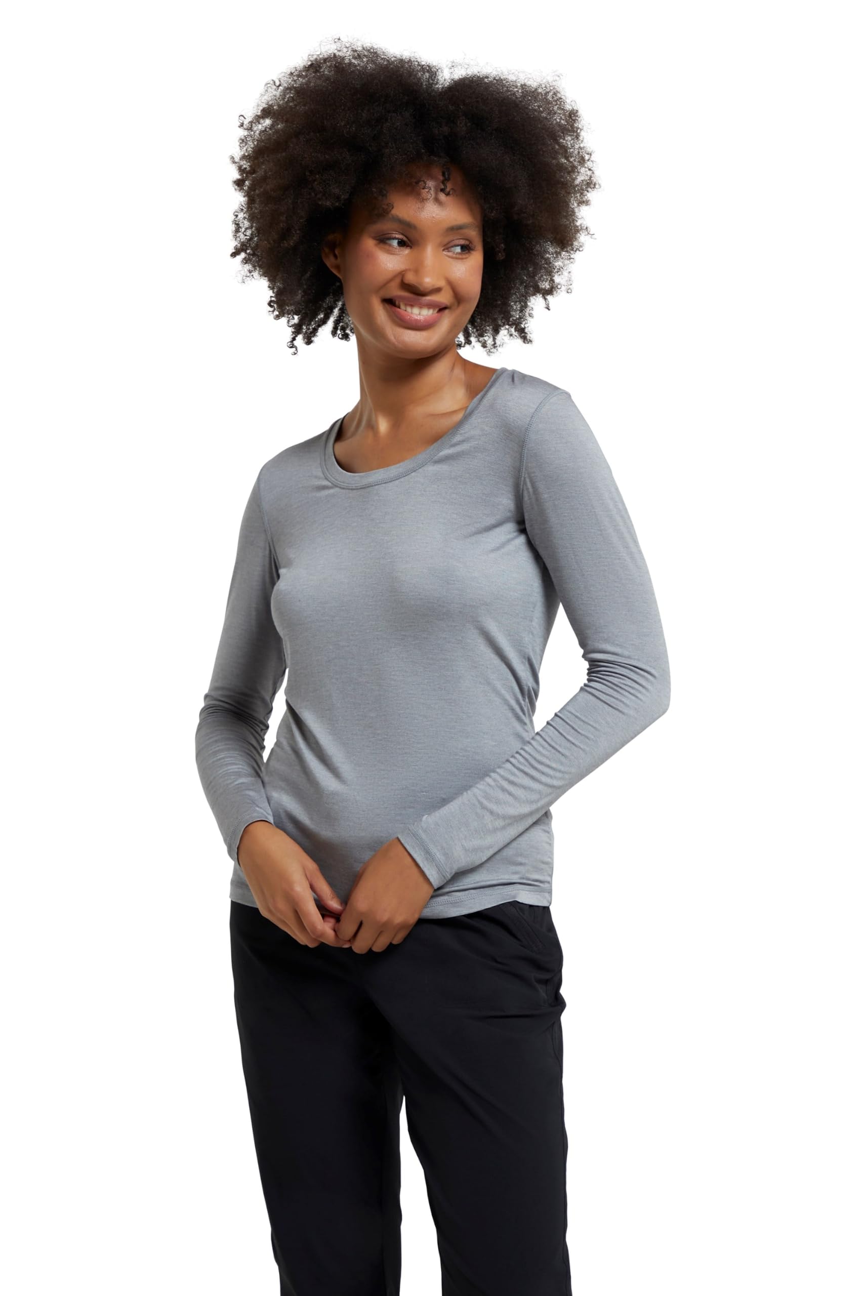 Mountain Warehouse Women's Light Grey 'Keep The Heat' Quick Wicking Round Neck Winter Isotherm Top In | Size: 20