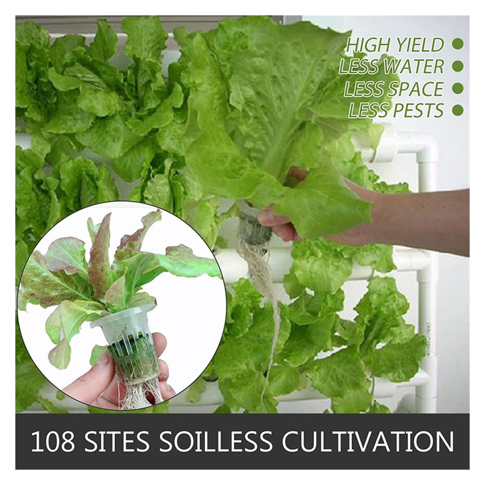 Torre hidropónica Kits de Cultivo hidropónico Vertical NFT, 108 Agujeros con Luces LED for Plantar Lechuga, Fresa, Menta, Enchufe Europeo, Invernadero Interior