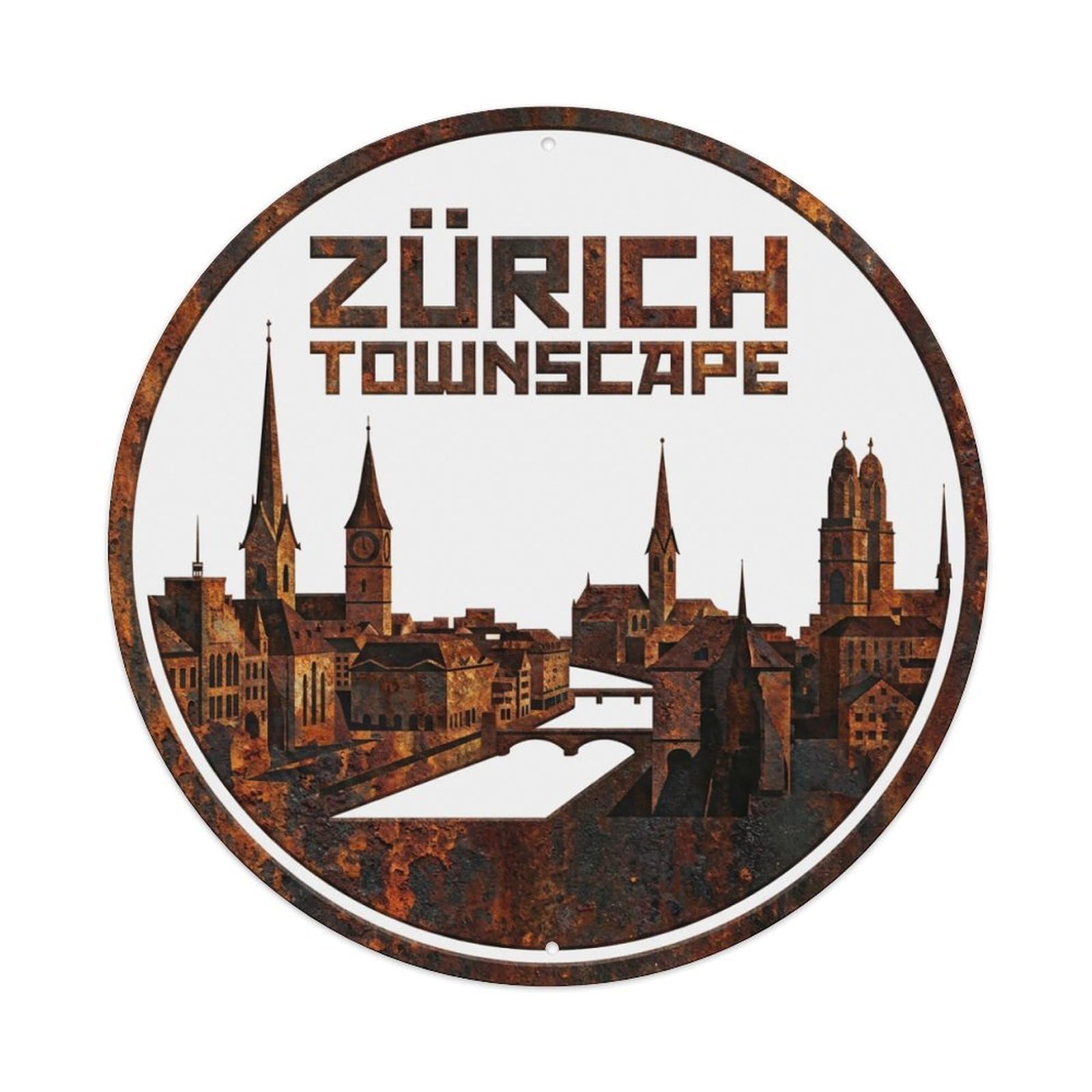 Fqnyr Style Metal Tin Sign Vintage Travel Zurich Switzerland Cityscape
