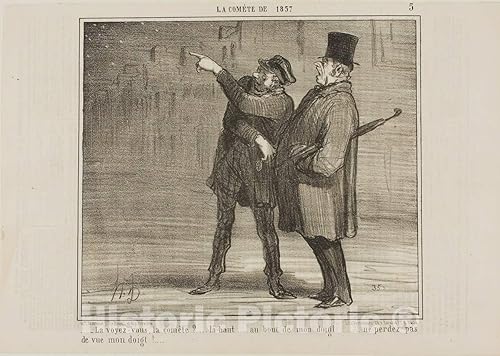 Historic Pictoric Print Can You See The Comet. Plate Five La Comete De 18five7, Honore Victorin Daumier, c 18five7, Vintage Wall Decor 36in x 24in