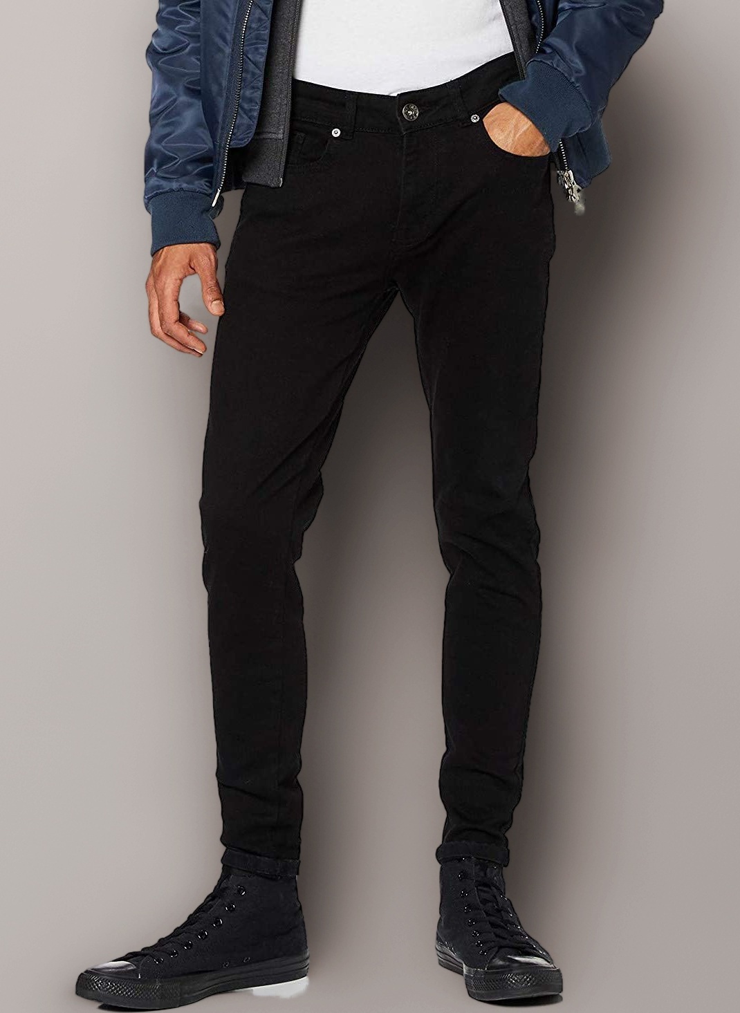 ENZO Mens Super Skinny Slim Fit Stretch Denim Retro Jeans Pants