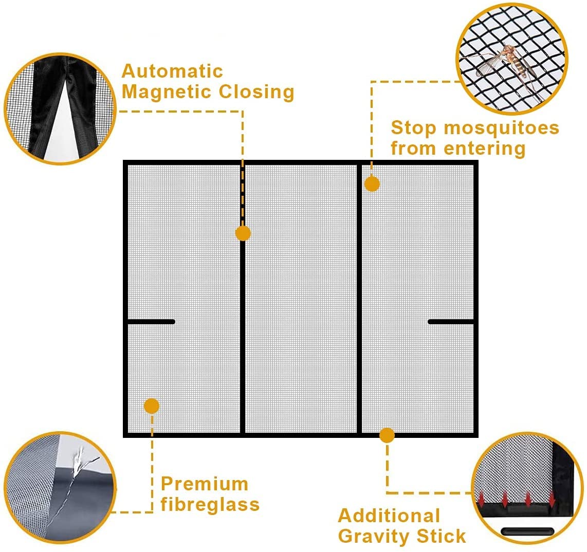 MAGZO Moustiquaire Magnétique Pour Porte De 183 X 203 Cm, Rideau