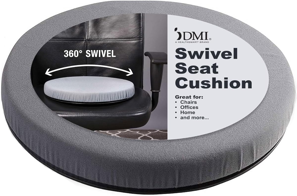 HealthSmart 360 Degree Swivel Seat Cushion, Chair Assist for Elderly, Swivel Seat Cushion for Car, Twisting Disc, Gray, 15 Inches in Diameter