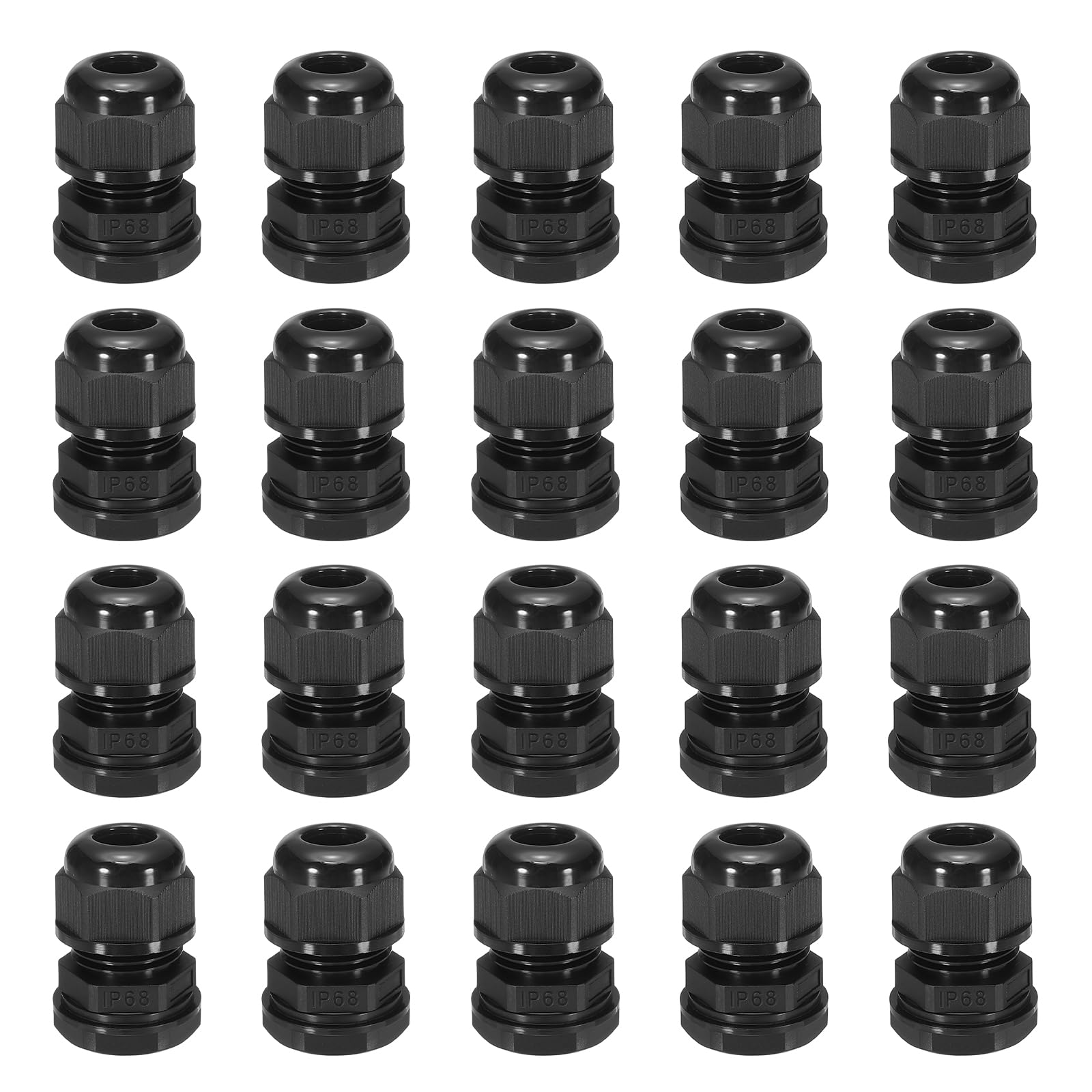 20 Pcs PG11 Cable Glands Adjustable 6-10mm PA6 Nylon IP68 Waterproof Connectors with Seals Anti-Corrosion for Industrial/Outdoor Electrical Systems (Black)