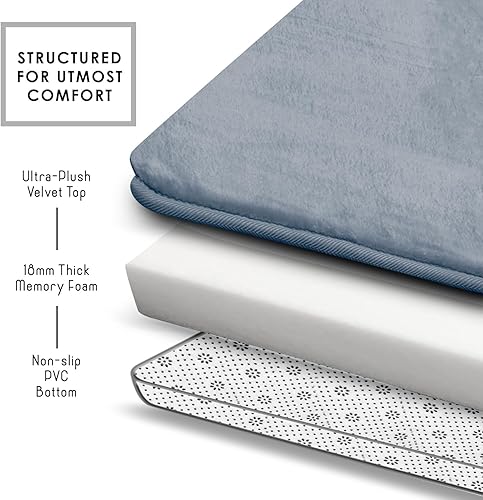 Miniatura 5 de Clara Clark Tapetes para el baño, de espuma viscoelástica, terciopelo y felpa ultra suave, son antideslizantes, se lavan a máquina y se secan