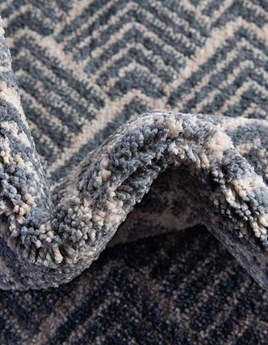 Miniatura 7 de Unique Loom Eco Trellis Collection - Alfombra de área - Osage (rectangular 4 pies 0 pulgadas x 6 pies 0 pulgadas, azul puerto  marfil)