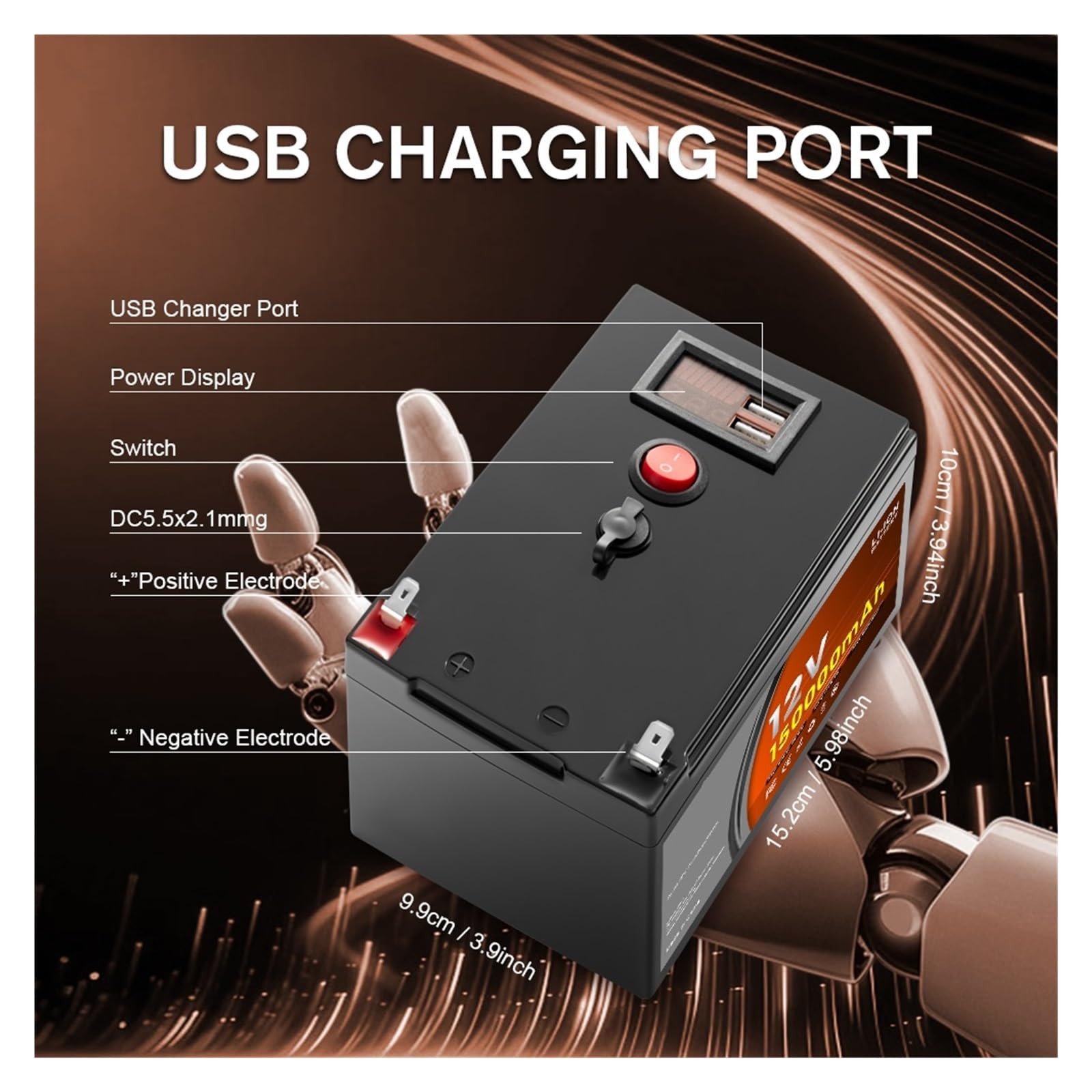 Batteria A Ciclo Profondo Batteria Di Accumulo Solare LiFePO4 Da 12 V 160 Ah