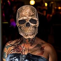 Vista 8 de CosTribe Máscara espeluznante de calavera de cabeza completa con mandíbula móvil para Halloween, casco de látex aterrador para accesorios de fiesta