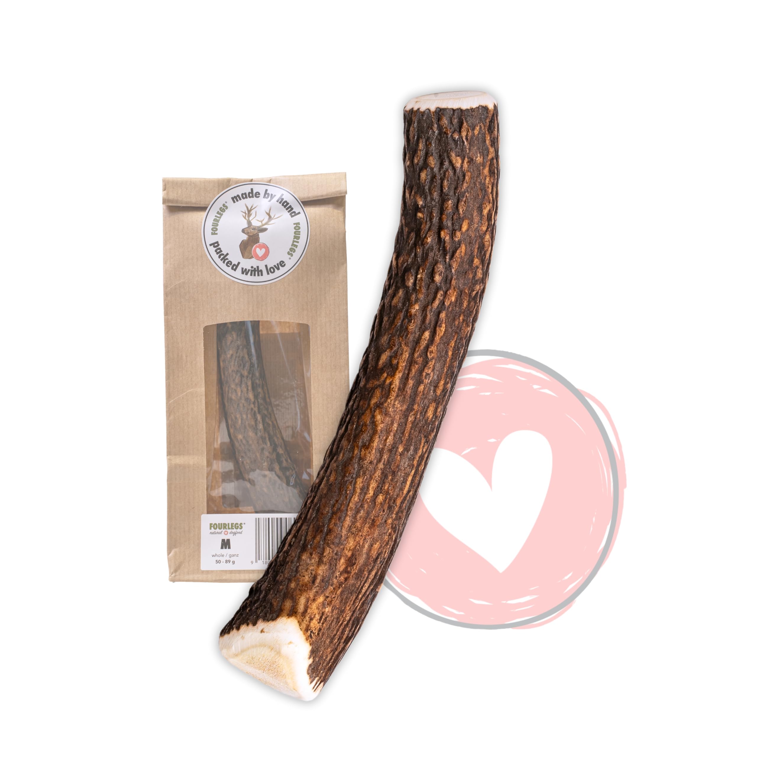 Snack per Cani Corno di Cervo Minerali Masticativi Naturali Taglia M Intero FOURLEGS