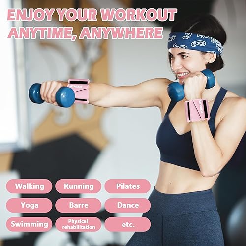 Miniatura 6 de Pesas de tobillo y muñeca de Pilates de 2 libras cada una, sujetadores fuertes para brazos y piernas para mujeres, brazaletes con peso ajustables