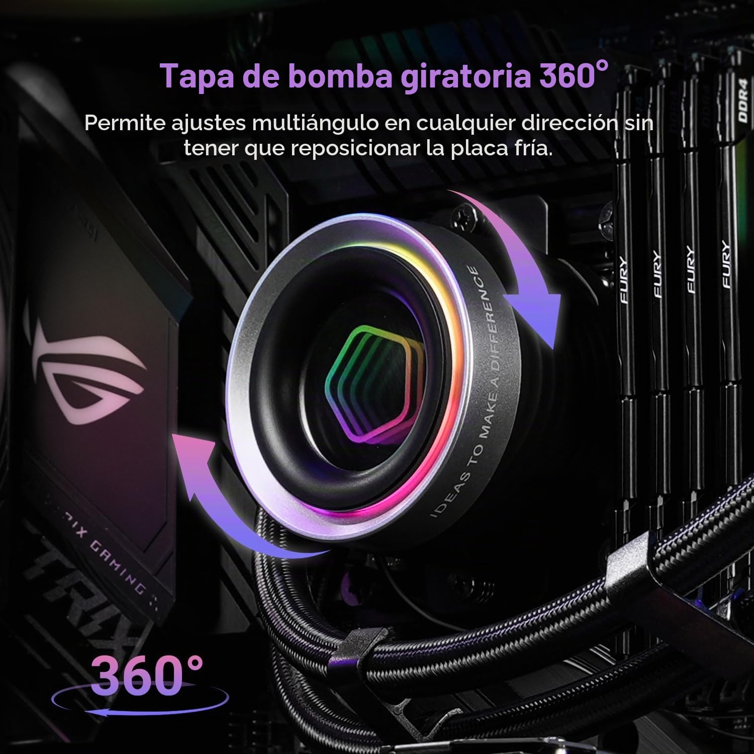 ID-COOLING FX240 INF - Enfriador de CPU AIO de 240 mm, ARGB, bajo nivel de ruido