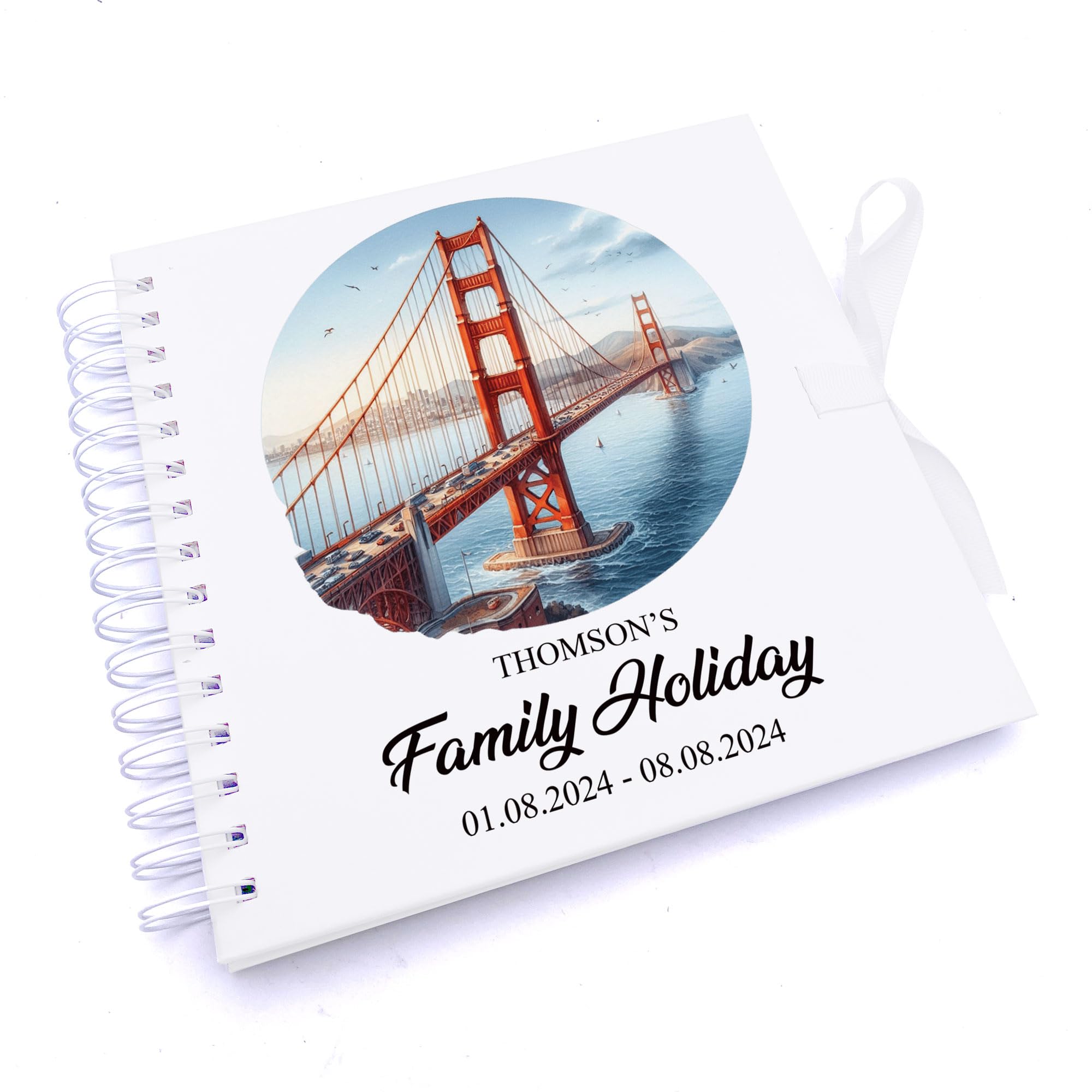 Personalised San Francisco Holiday Memory Scrapbook Journal Photo Albums (Golden Gate Bridge, 8 x 8 Inches)