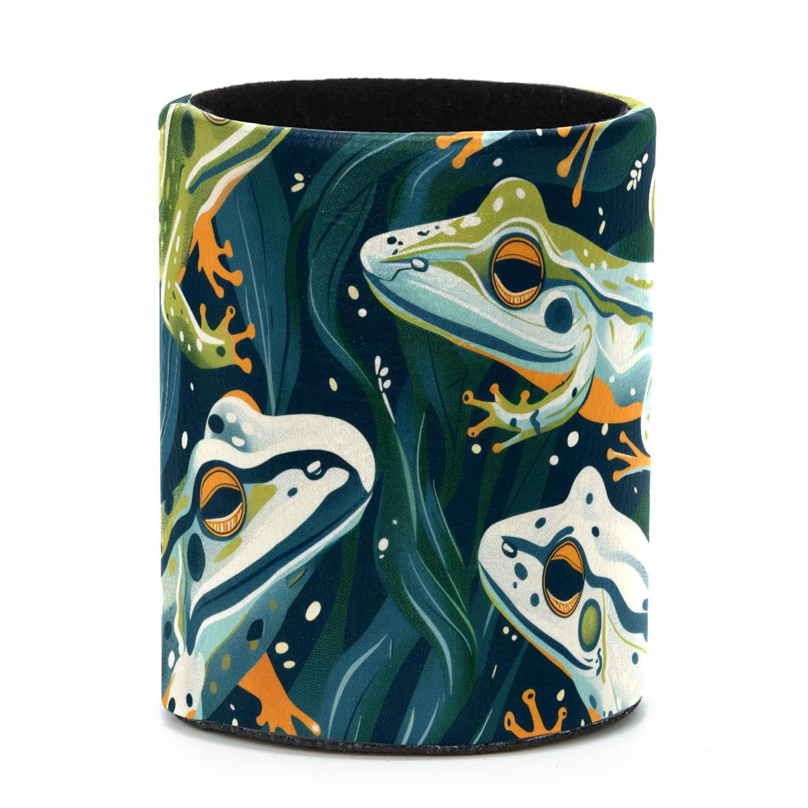 VAPOKF Round Pencil Holders for Desk, Frog Pattern Pen Holders Pen Pot Makeup Brushes Storage Desktop Stationery Supplies Organiser for Home Office