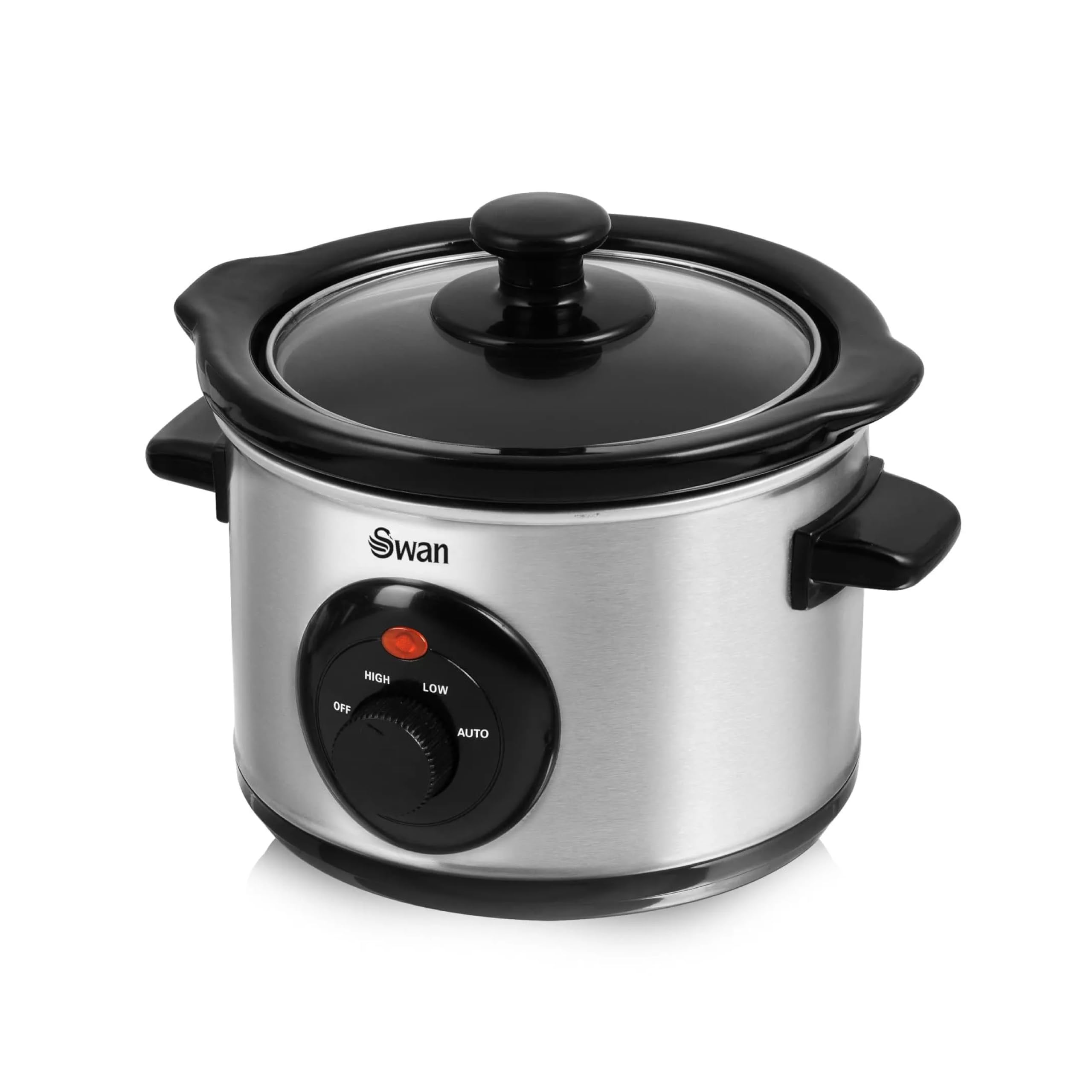 Swan 1.5 Litre Oval Stainless Steel Slow Cooker with 3 Cooking Settings, 120W, Silver, SF17010N