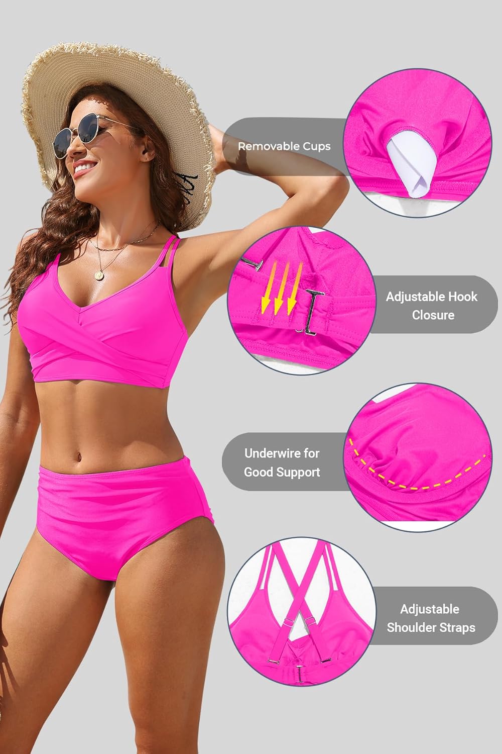 Women Underwire Bikini Top Only - Push Up Bathing Suit Top Twist Front Swimsuit - Image 4