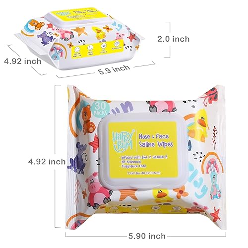 Miniatura 7 de HAPPY BUM Toallitas salinas para bebés, sin perfume, 360 unidades (12 paquetes de 30 toallitas) toallitas salinas para la cara