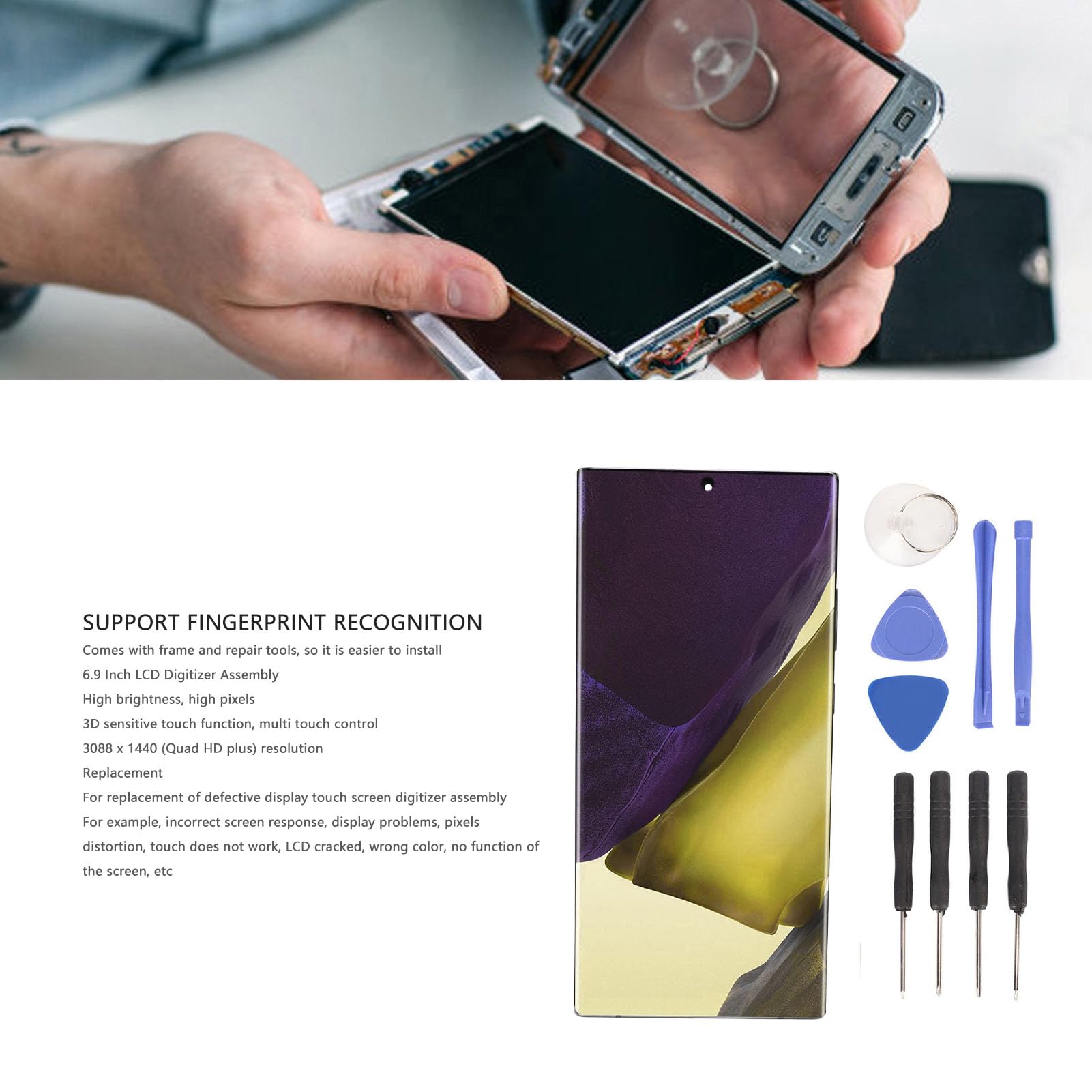 Zestaw Ekranu do Note 20 Ultra, 6,9 Cala AMOLED (SILVER)
