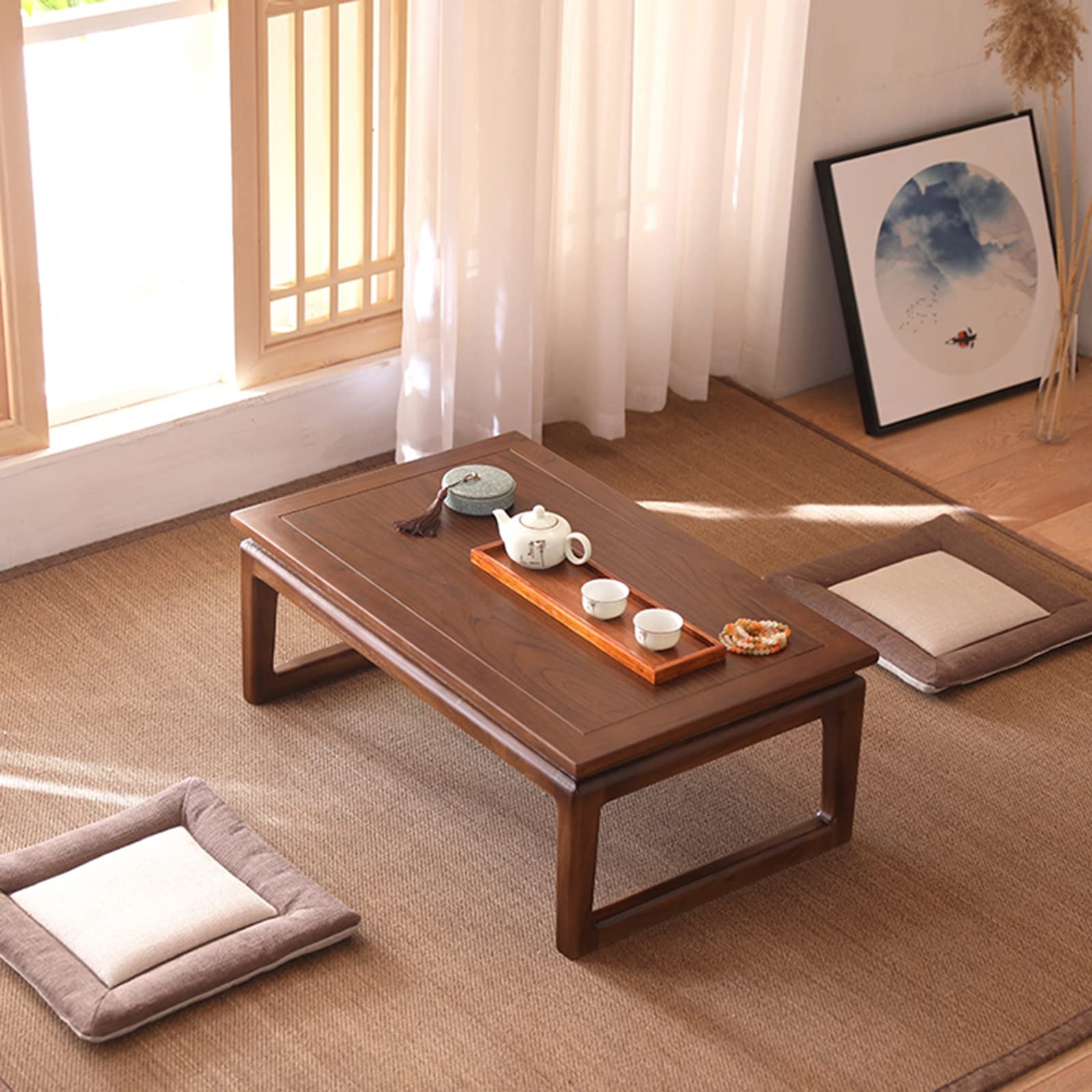 Table basse tatami en bois pour coin lecture et ordinateur au sol