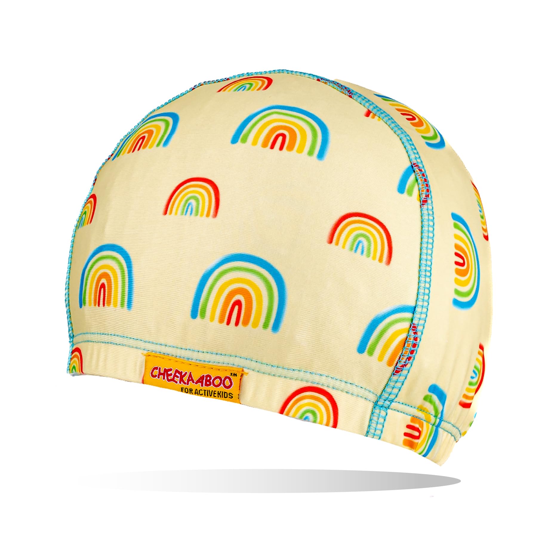 Cheekaaboo Swimming Cap for Kids, Soft Stretchy Spandex Swim Cap, Quick Dry Toddler and Kids Swim Cap for 2-8 Years Great for Beach and Pool (Rainbow)