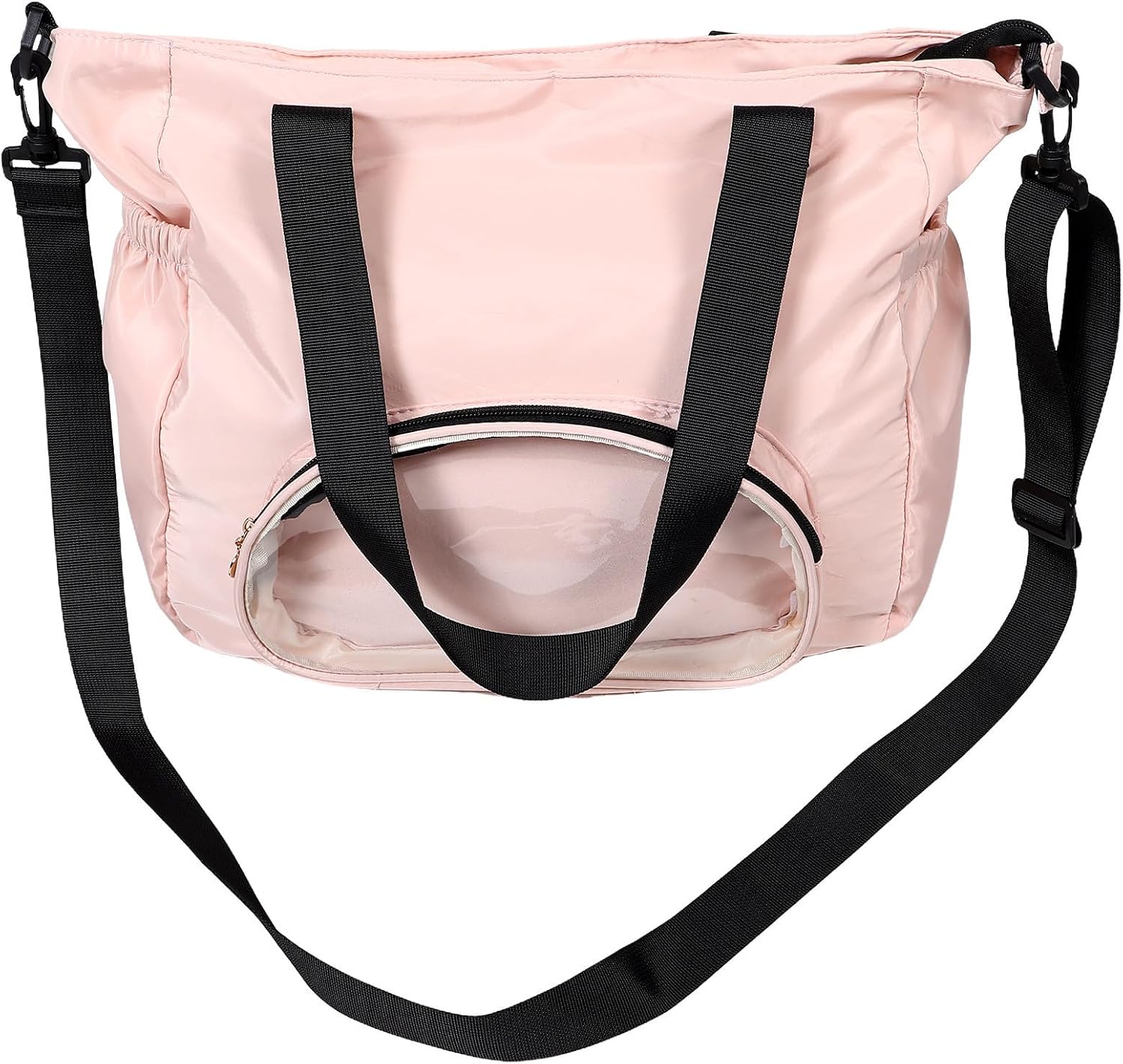 Large Capacity Pink Polyester Crossbody Tote Bag for Moms, Versatile and Multifunctional Handbag with Stylish Design, for Travel and Work Outings